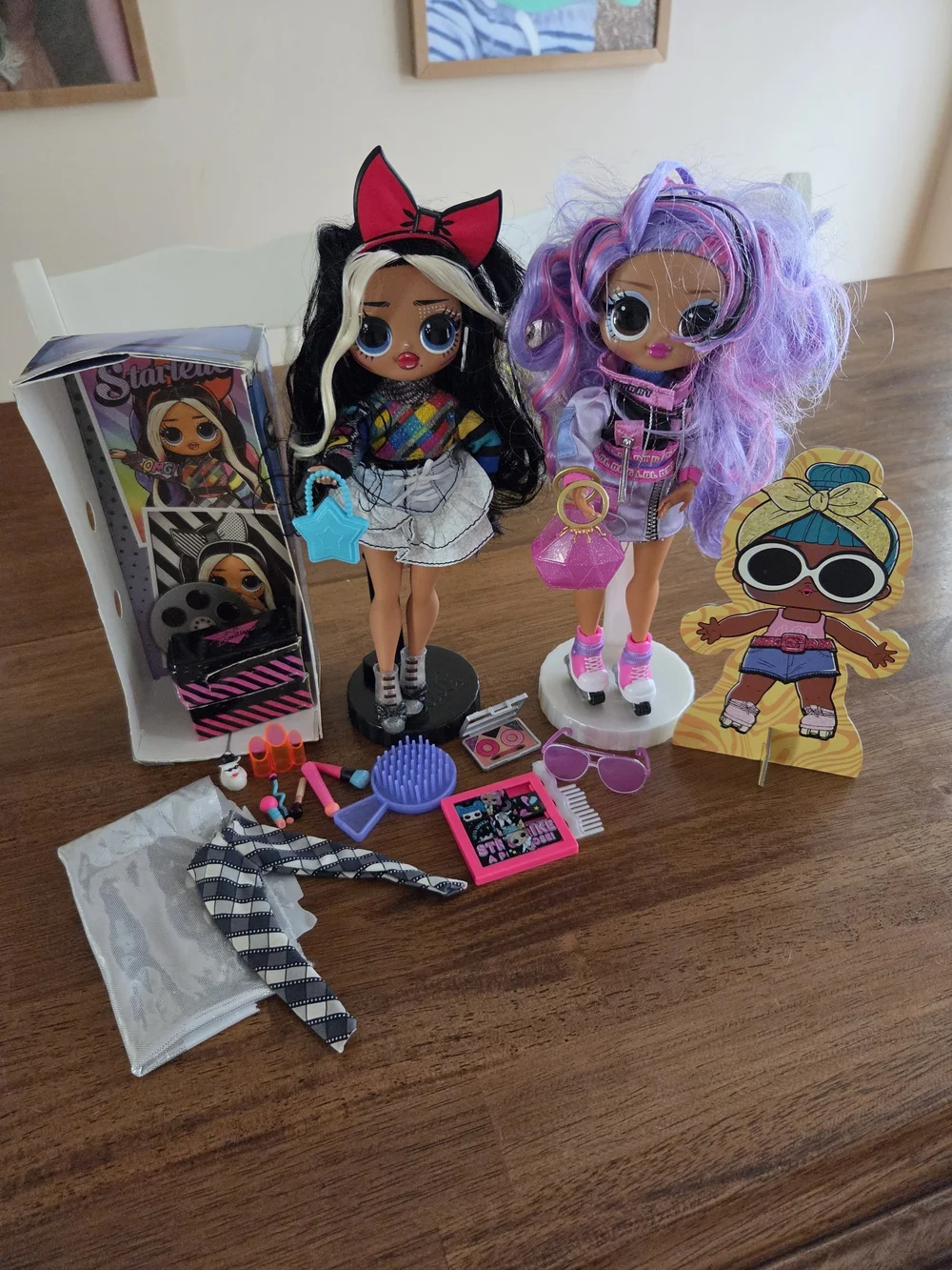 L.O.L. Surprise! Dolls with Black/White & Purple/Pink Hair and Accessories
